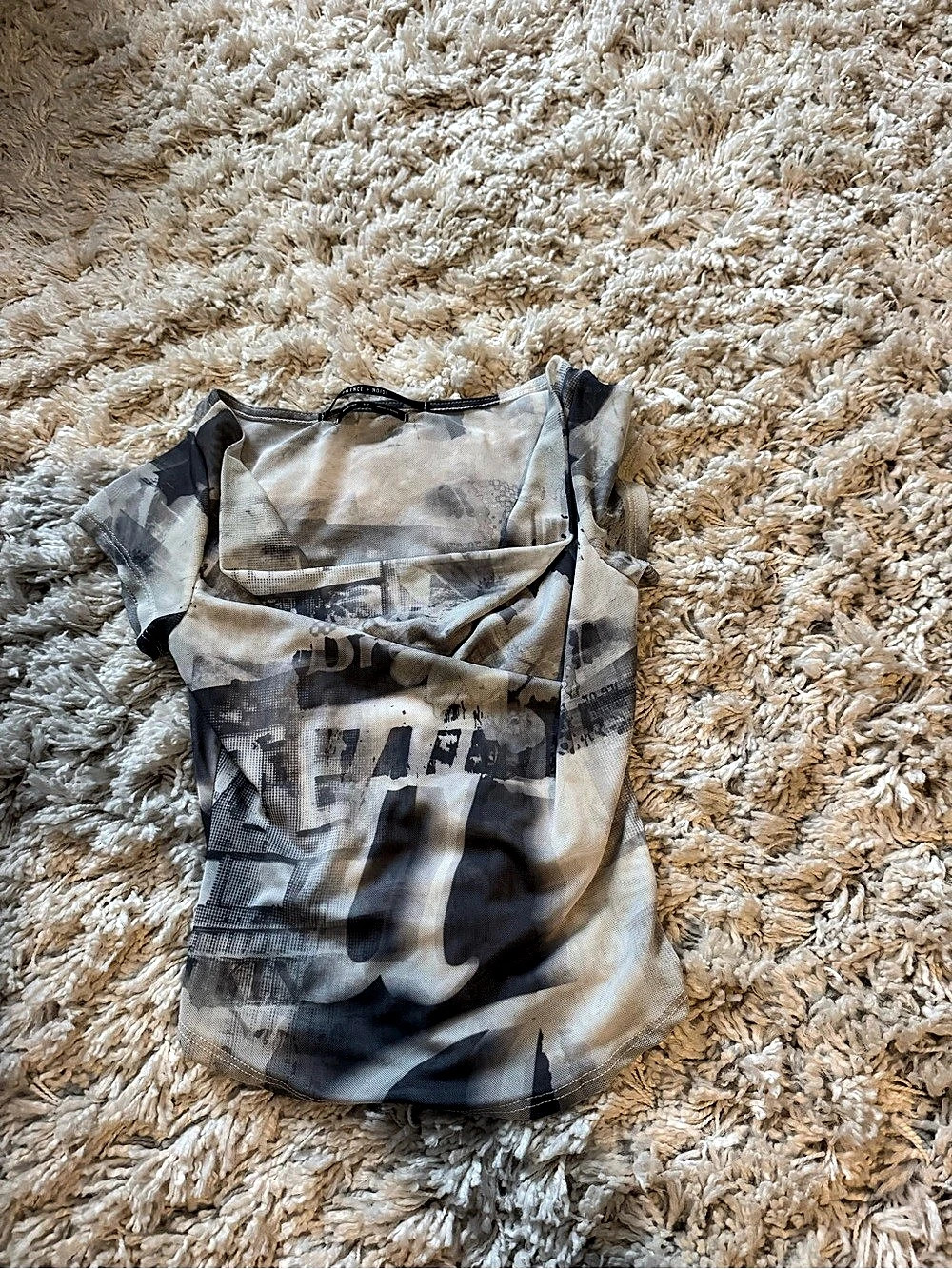 Abstract Graphic Top in Gray & Black